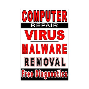 Reparación de computadoras virus eliminación de malware cartel publicitario cartel 24 "x 36"