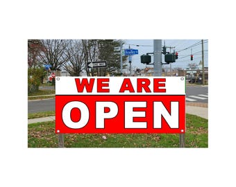 Yes, We Are Open Banner Sign - 13 Oz Heavy Duty Waterproof We Are