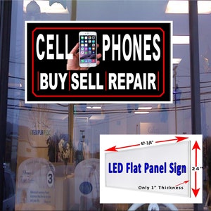 Teléfono celular Comprar Vender Reparación Led Panel plano caja de luz ventana Signo 48 "x 24"