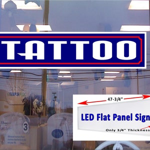Tatuaje Led panel plano caja de luz ventana signo 48 "x 12"