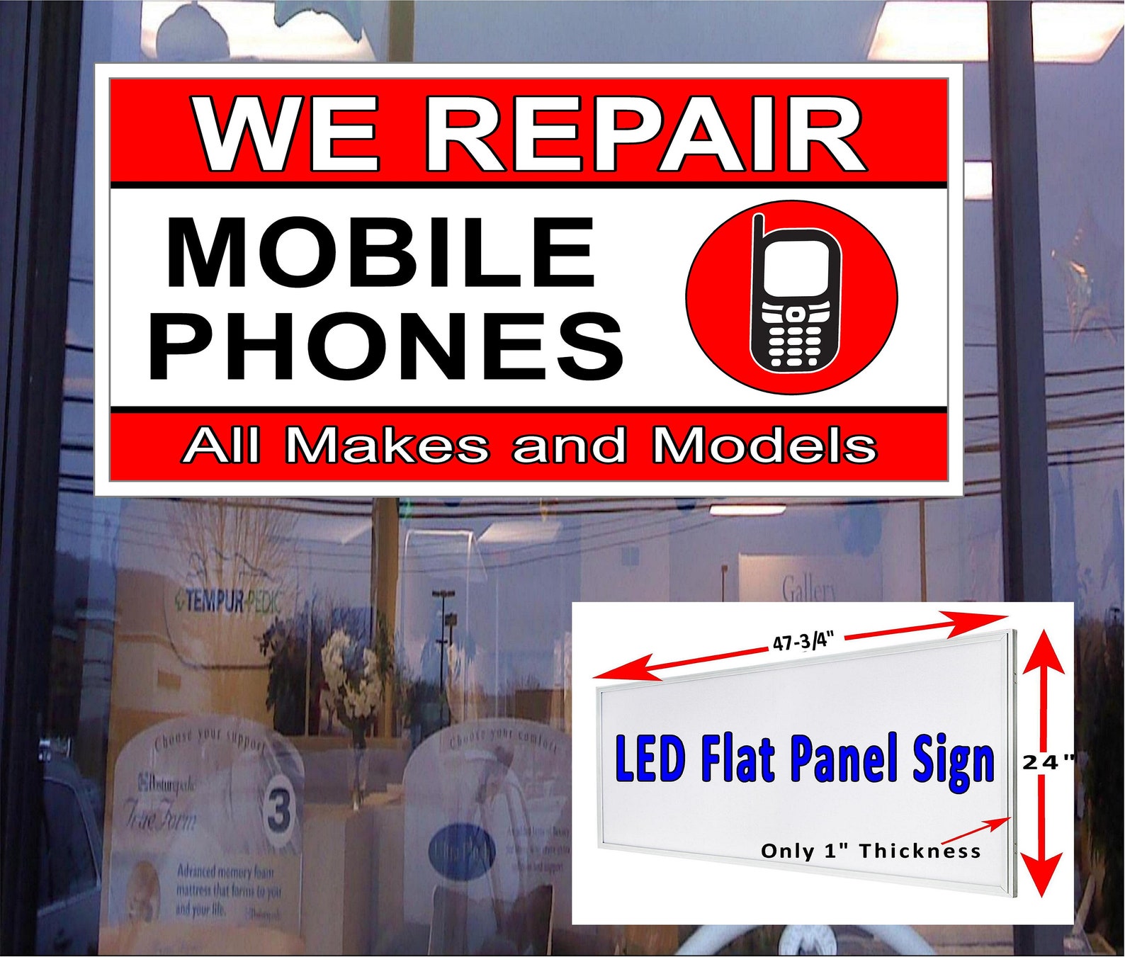 We Repair Mobile Phones Led Flat Panel Light Box Window Sign Etsy