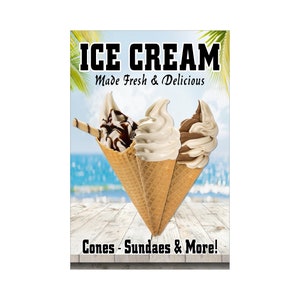 Cartel publicitario helado hecho fresco y delicioso, 24 "x 36"