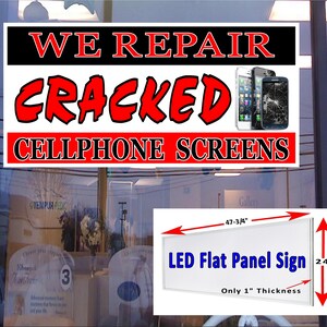 Reparamos pantalla de teléfono móvil agrietada Led Panel plano caja de luz ventana cartel 48 "x 24"