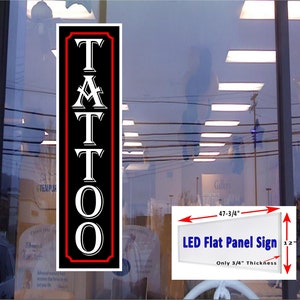 Tatuaje Led panel plano caja de luz ventana signo 48 "x 12"