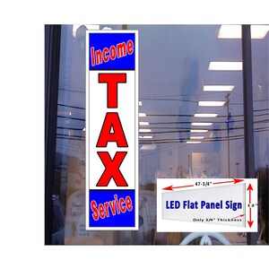 Servicio de impuestos sobre la renta Led panel de luz caja de ventana signo 48 "x 12"
