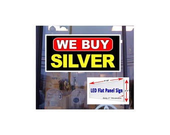 Compramos letrero luminoso LED plateado para ventana, 48"x24"