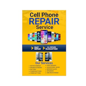 Cartel publicitario del servicio de reparación de teléfonos móviles, 24 "x 36"