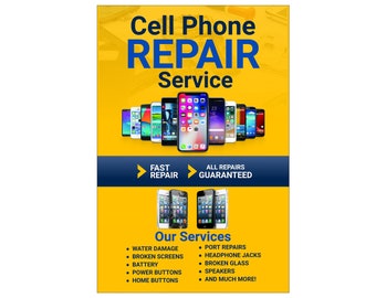 Cartel publicitario del servicio de reparación de teléfonos móviles, 24 "x 36"