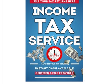 Cartel publicitario de servicios de declaración de la renta de 24" x 36"