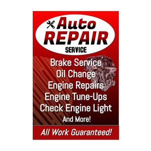 Cartel publicitario de servicio de reparación de automóviles, 24 x 36 pulgadas