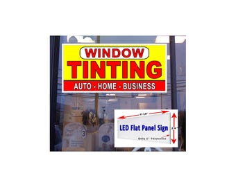 Letrero de luz LED para ventana de 48 x 24 pulgadas para tintado de ventanas de automóviles, hogar y negocios