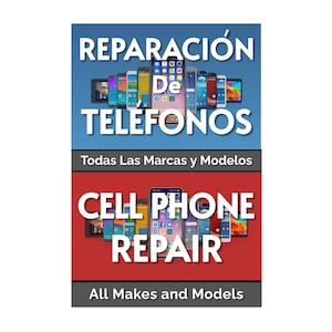 Cartel publicitario de reparación de teléfonos celulares, 24 x 36 pulgadas