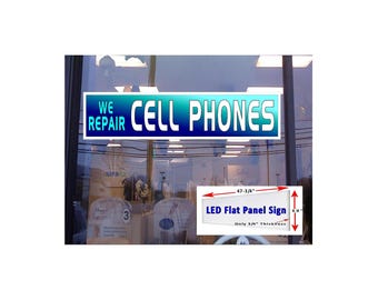 Reparamos teléfonos celulares Letrero de ventana con caja de luz LED