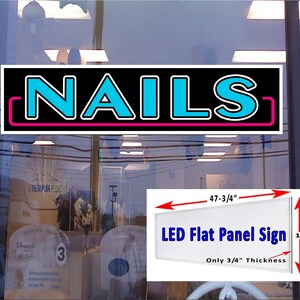 NAILS Caja de luz LED letrero de ventana de panel plano 48 "x 12"