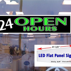 ABIERTO 24 Horas Led panel de luz caja de luz letrero de ventana 48 "x 12"
