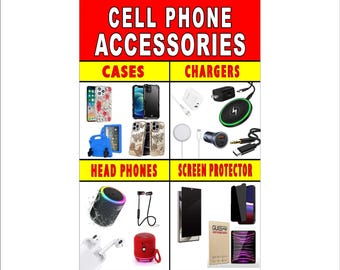 Cartel publicitario de accesorios para celulares de 24" x 36"