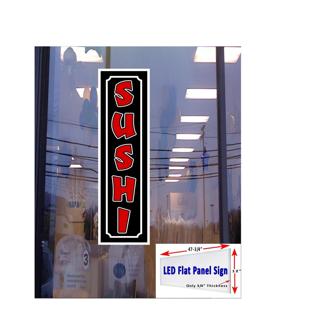 SUSHI Led Flat Panel Light Box Window Sign Vertical Etsy
