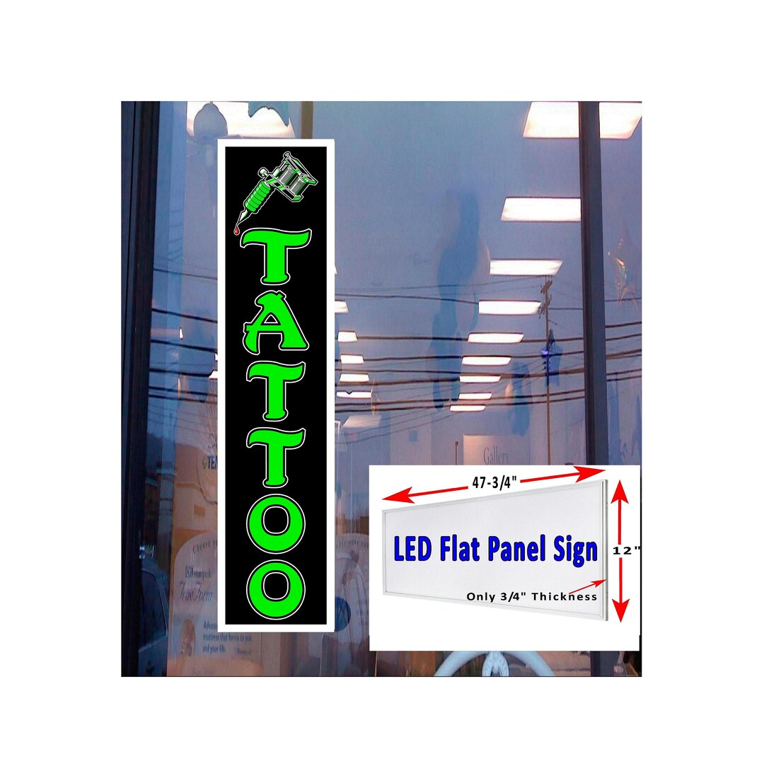 Tattoo Led Flat Panel Sign 48x 12 Led Flat Panel Light Box, W/tattoo ...