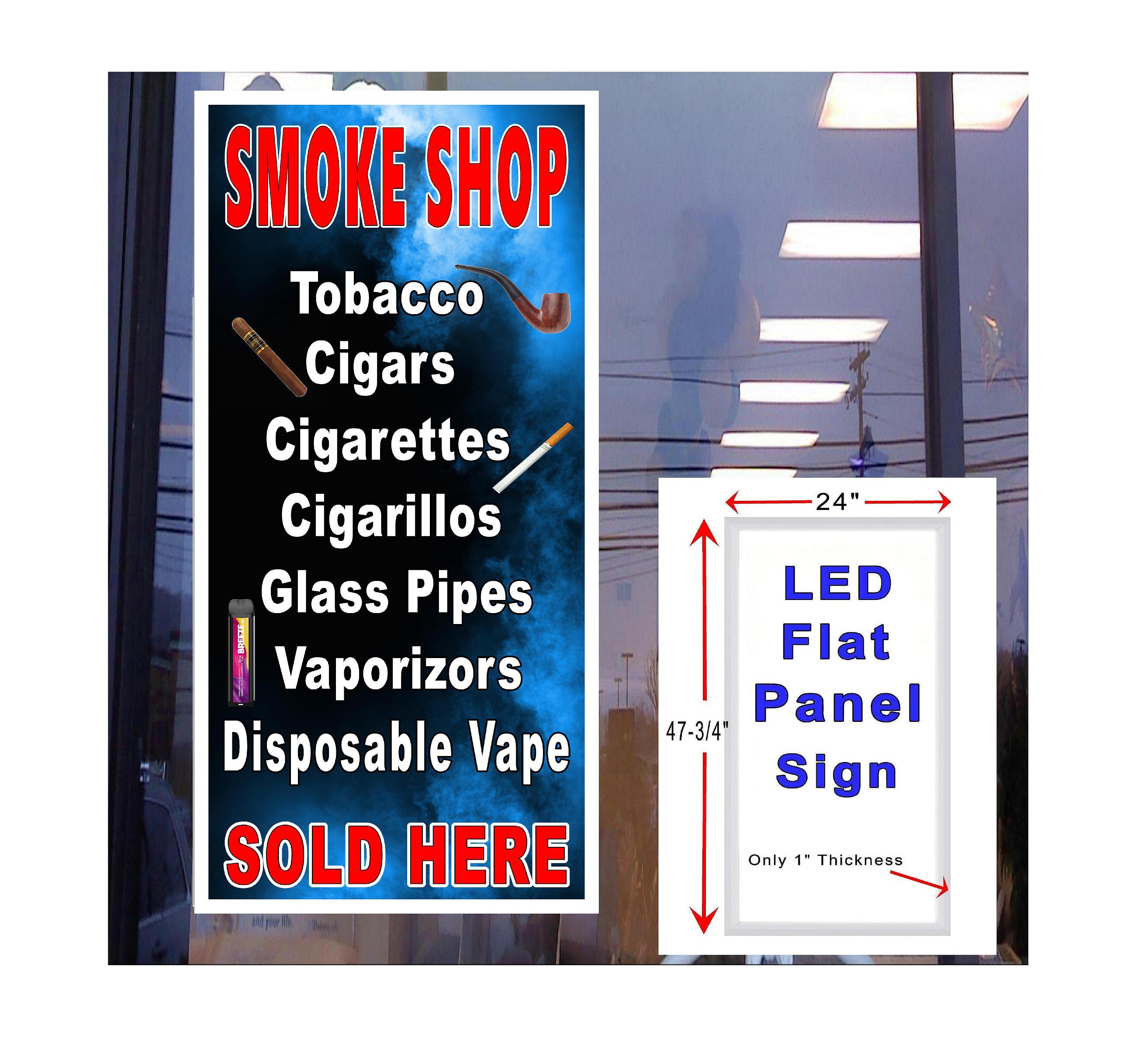 i smoke cigars and vape Shop Tobacco Pipes Led Panel Light Box Window Sign 48