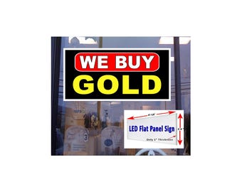 Compramos oro. Letrero luminoso LED para ventana, 48" x 24".