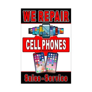 Reparamos Celulares Cartel Publicitario Letrero 24"x36"