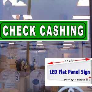 CHECK CASHING Led panel plano caja de luz ventana tienda signo 48 "x 12"