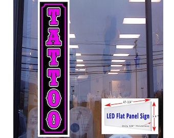 Tattoo (purple) Led flat panel light box window sign 48&quot;x12&quot;