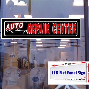 Centro de reparación de automóviles Led panel plano caja de luz ventana signo 48 "x 12"