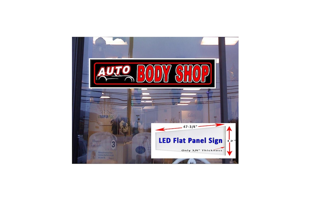 Auto Body Shop Led Flat Panel Light Box Window Sign 48