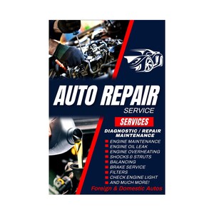 Cartel publicitario de servicio de reparación de automóviles de 24" x 36"