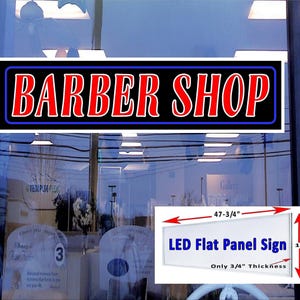 Letrero de ventana con panel plano de luz LED para barbería (122 x 30 cm)