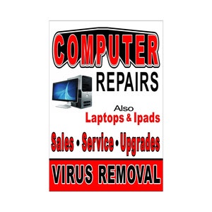 Computer repair sales service upgrades Advertising Poster Sign 24&quot;x36&quot;
