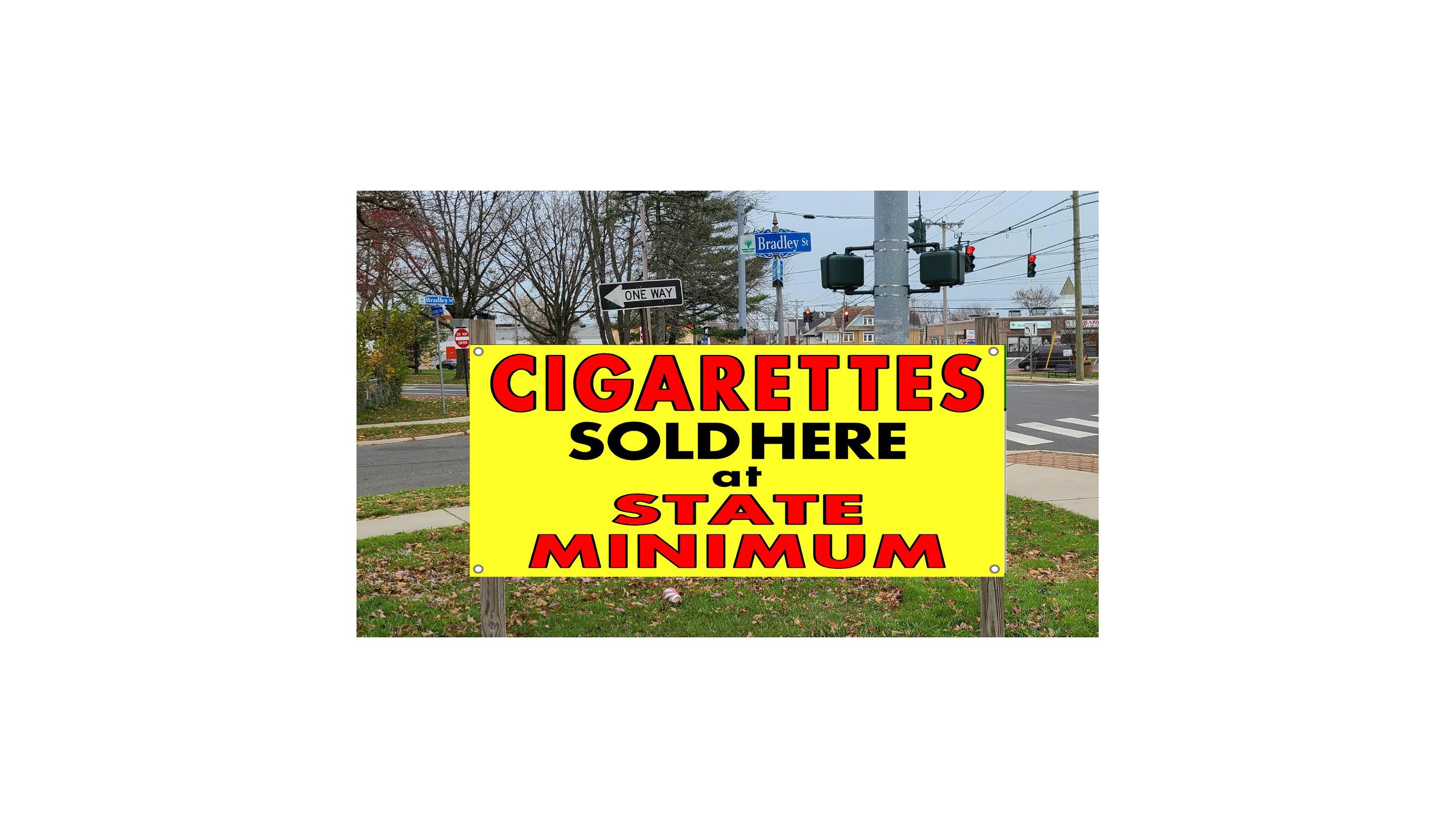 Cigaretted Sold Here at State Minimum Vinyl Banner Sign