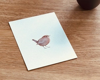 Wren watercolor postcard printed on high quality recycled paper