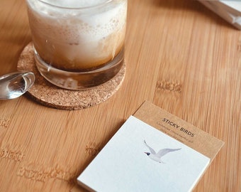 Sticky Birds Black Seagull sticky notes made from 100% recycled paper