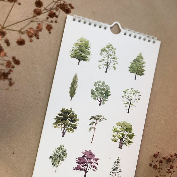 Birthday calendar with native trees - B-WARE - made of beautiful recycled paper, 10 percent of the proceeds go to nature conservation