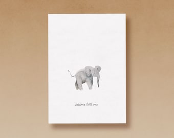 Baby elephant - welcome little one birthday greeting card printed on high-quality recycled paper