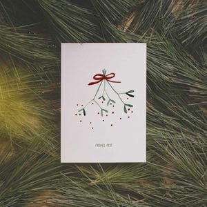 Carte de Noël Joyeuses fêtes de gui fabriquée à partir de papier recyclé de haute qualité