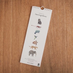 Geburtstagskalender mit bedrohten Tieren aus schönem Recyclingpapier