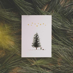 Kerstboom aquarel ansichtkaart A6