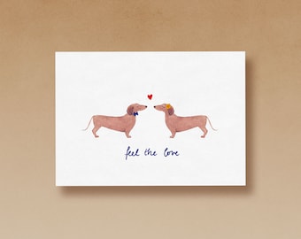 feel the love |  Postkarte | Aquarellillustration gedruckt auf hochwertigem Papier aus 100 % Altfaser