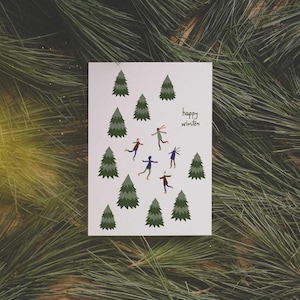 Happy Winter green Weihnachtskarte gedruckt auf hochwertigem Recyclingpapier