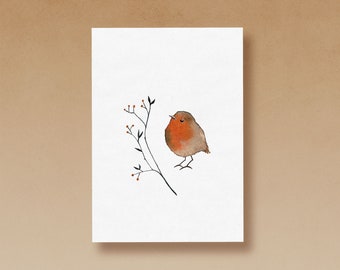 Robin acquerello | cartolina