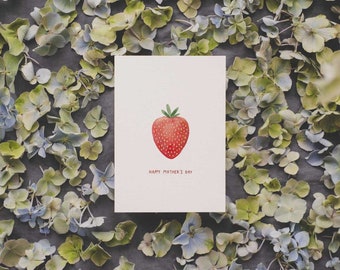 Strawberry Happy Mother's Day Mother's Day card printed on high quality recycled paper