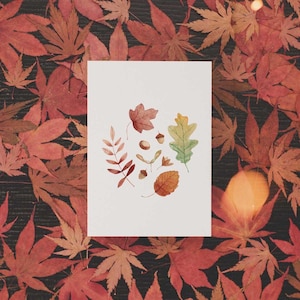 Olá cartão postal em aquarela de outono A6