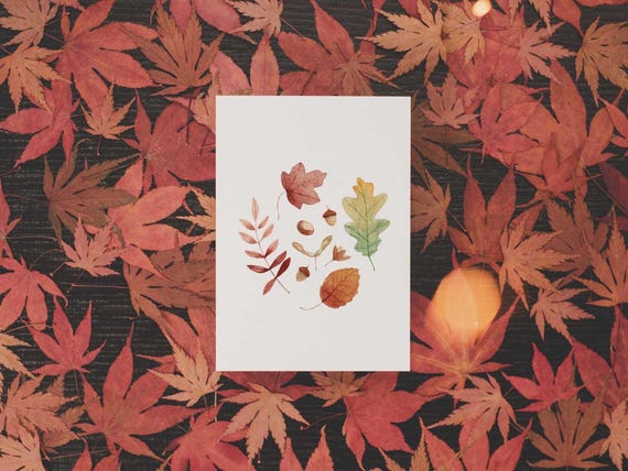 Hello Autumn Aquarell Postkarte A6