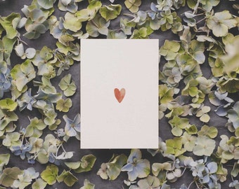 Heart watercolor postcard printed on high quality recycled paper