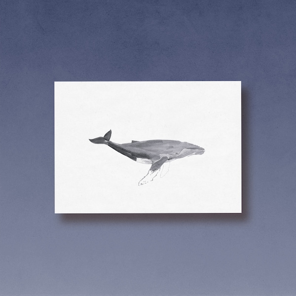 Humpback Whale Watercolor Postcard printed on beautiful 100% recycled paper