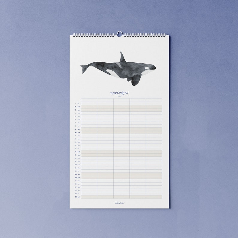 2024 calendar with whales A3 narrow for families or shared apartments made of beautiful recycled paper, 10 percent of the proceeds go to whale and dolphin protection image 8