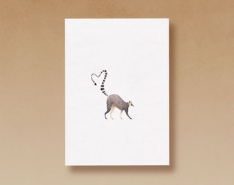 Lemur card printed on high quality recycled paper